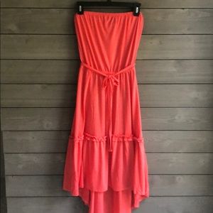 Coral strapless sundress or cover up